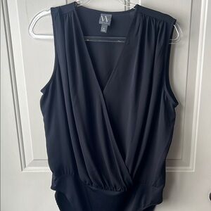 NWOT Worthington Black Sleeveless Wrap bodysuit